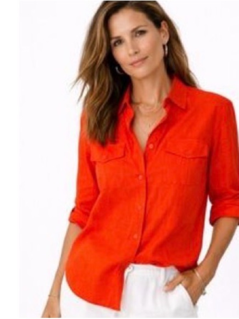 Theory Bright Red Button-Down Shirt